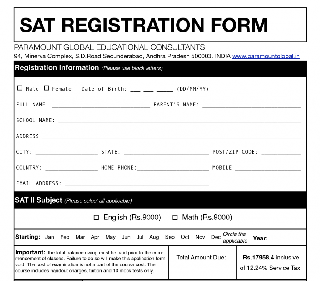 SAT Registration
